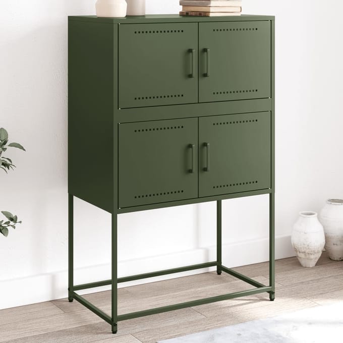 vidaXL - Dressoir - 68,5x38,5x107 - cm - staal - olijfgroen