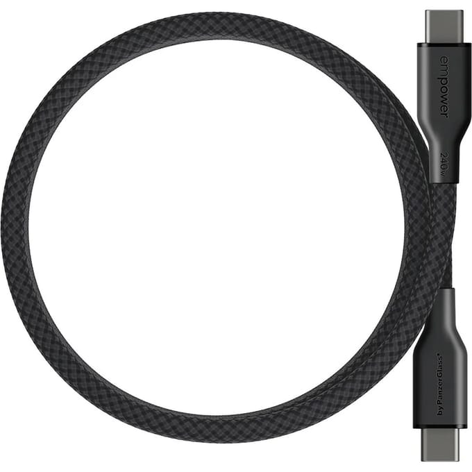 PanzerGlass empower™ by ® Magnetic 240W USB-C to USB-C Cable | USB 2.0 | 1.5M | Space Black USB-kabel 1,5 m Transparant