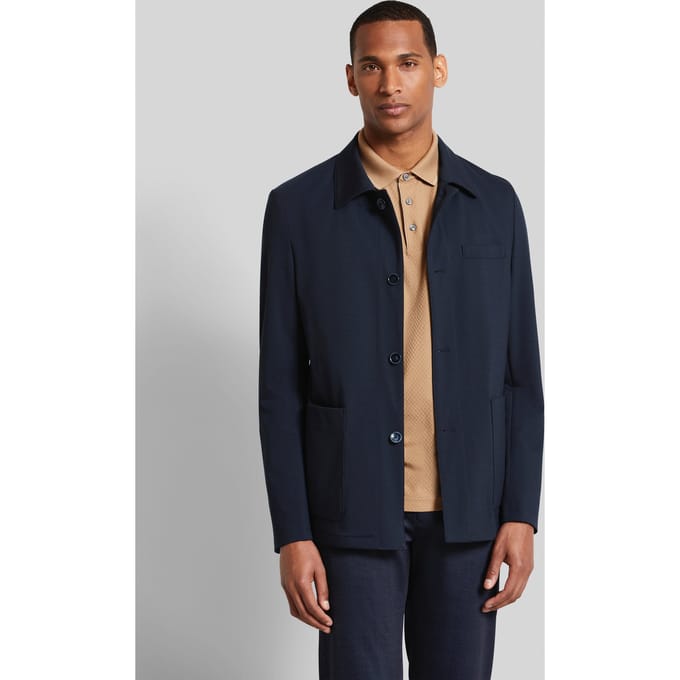Bugatti Herren Jas met overhemdkraag van elegante jersey