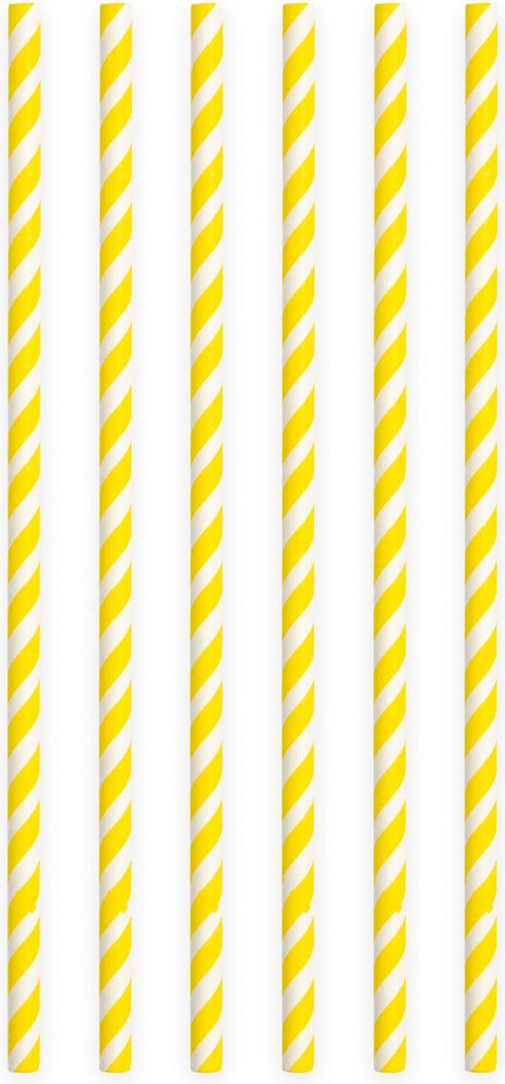 20 Papieren rietjes Geel - 6mm x 197mm