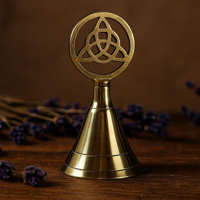 Altaar bel Triquetra - Messing Altaarbel 10x5x5 - Heksenbel
