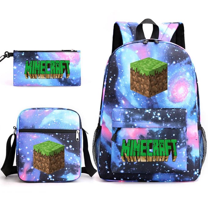 Minecraft Schooltas Game Merchandise Student Grote Capaciteit Print Drie Delige Schooltas Mannen En Vrouwen Three-piece set