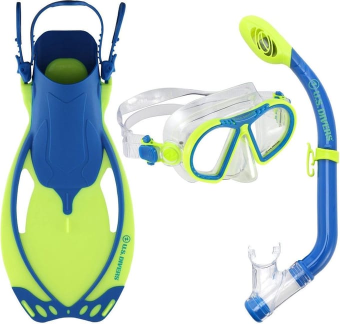 US Divers Toucan Set - Snorkelset - Duikbril - Snorkel - Kinderen - Geel/Blauw - 25-31