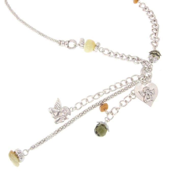 Behave Ketting met natuursteen en hangers met engeltjes