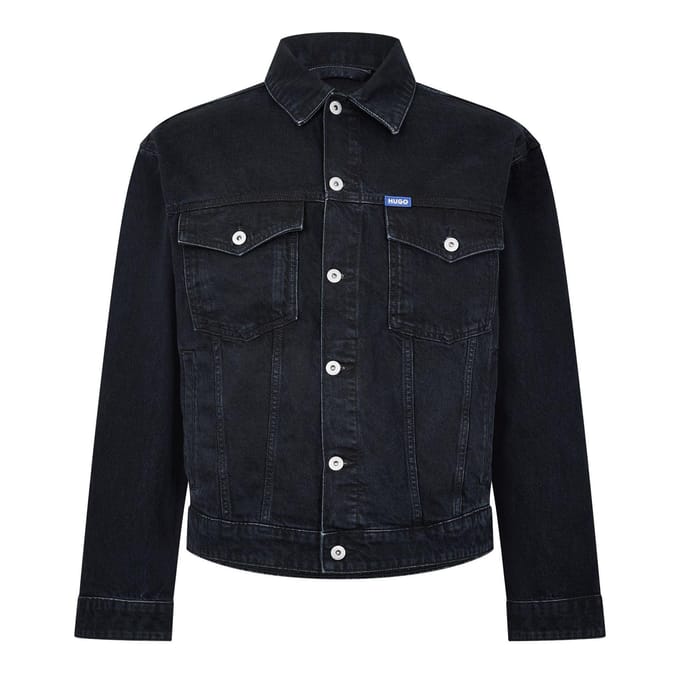Hugo Mann Dex Denim Borstzak Slim Trucker Jas (Donkerblauw)
