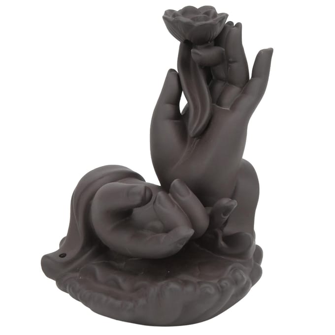 Boeddha Hand Waterval Wierookbranders Rook Waterval Gemiddelde Grootte Backflow Wierookhouder voor gray