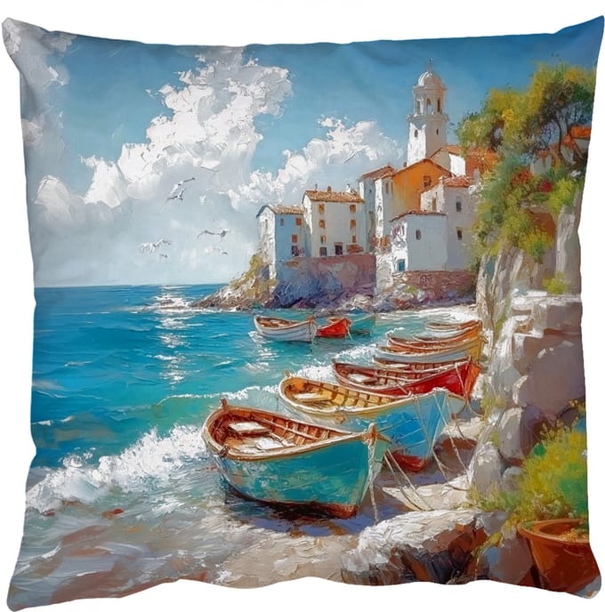 Sierkussens - Kussentjes Woonkamer - 40x40 cm - Boten - Rotsen - Zee - Zon
