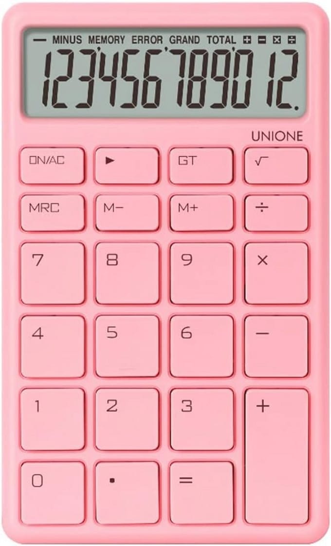 Roze Rekenmachine met Helder LCD Scherm voor Kantoor en School - Handheld en Desktop
