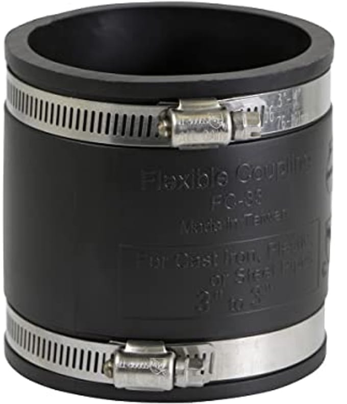 Flexibele Pac Koppeling 3 Inch met RVS Klemmen - Zwart