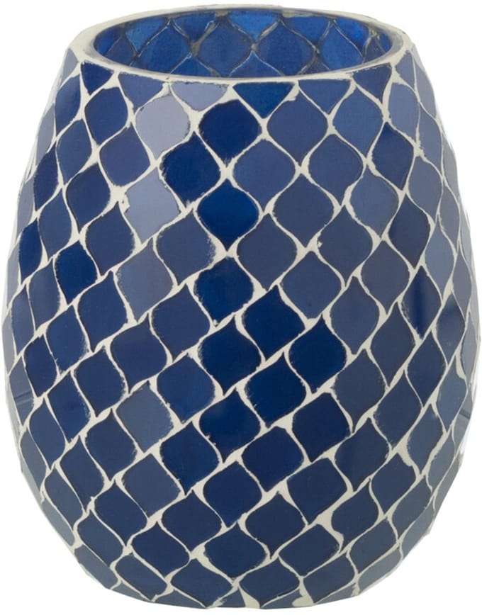 J-Line geurkaars Mia Mozaiek - Juniper Love - glas - blauw - small - 90U