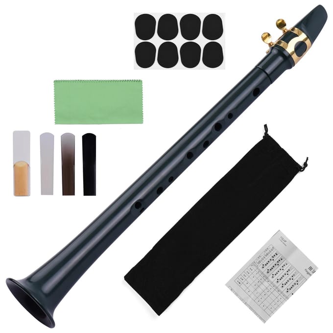 11-holes C Key Mini Pocket Saxofoon ABS met Alto Mondstuk Ligatuur 4 stuks Riet 8 stuks Tandheelkundige Pads black