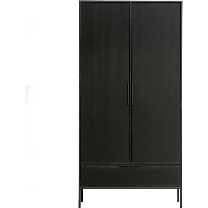 WOOOD Adam Kast 2-deurs - Grenen - Zwart - 200x100x53