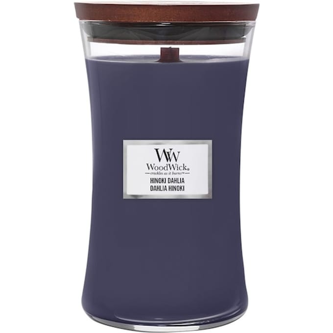 WoodWick Hourglass Large Geurkaars - Hinoki Dahlia - 130 branduren