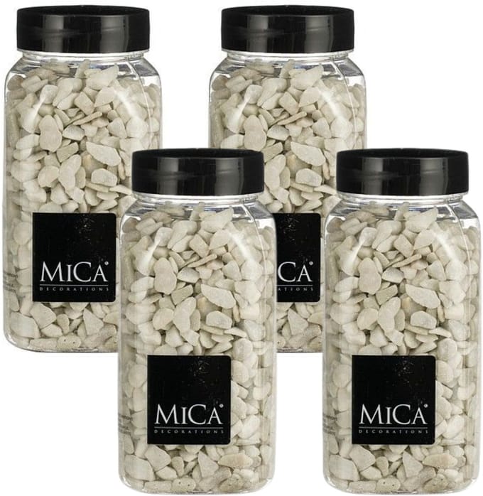 Mica Decorations decoratie steentjes - 4x - wit - 1 kilo - 650ml - hobby steentjes
