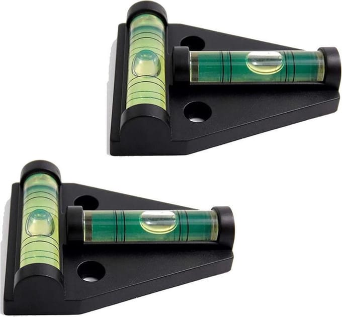 DW4Trading Mini Stelwaterpas Driehoek - Caravan, Camper - T-type Kruis Waterpas - Set van 2 Stuks - Zwart