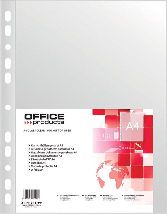 OFFICE products showtas, A4, 45 microns, pak van 100 stuks 25 stuks