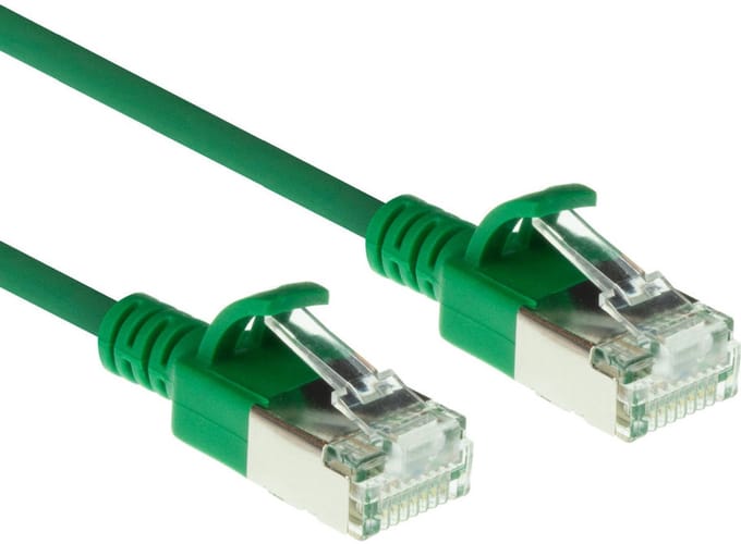 ACT Groene 7 meter LSZH U/FTP CAT6A datacenter slimline patchkabel snagless met RJ45 connectoren
