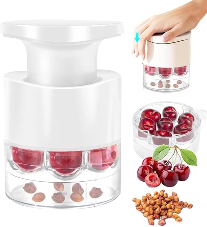 Kersenontpitter - Fruit ontpitter - Vruchten bereiden - 7 gaten ontwerp - Draagbaar - Wit