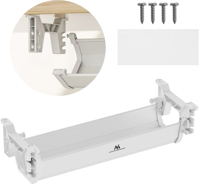 Maclean - Kabelopbergsysteem voor onder het bureau - Kabelgoot - max. belasting 5 kg, wit, MC-106 W
