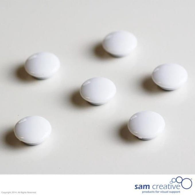 Sam Creative Whiteboard Magneten - Rond - 20 mm - Wit - 6 stuks - Magneten
