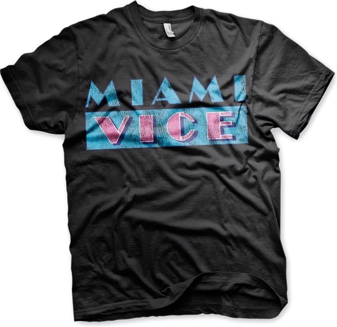 Miami Vice Distressed Logo T-Shirt Black-S