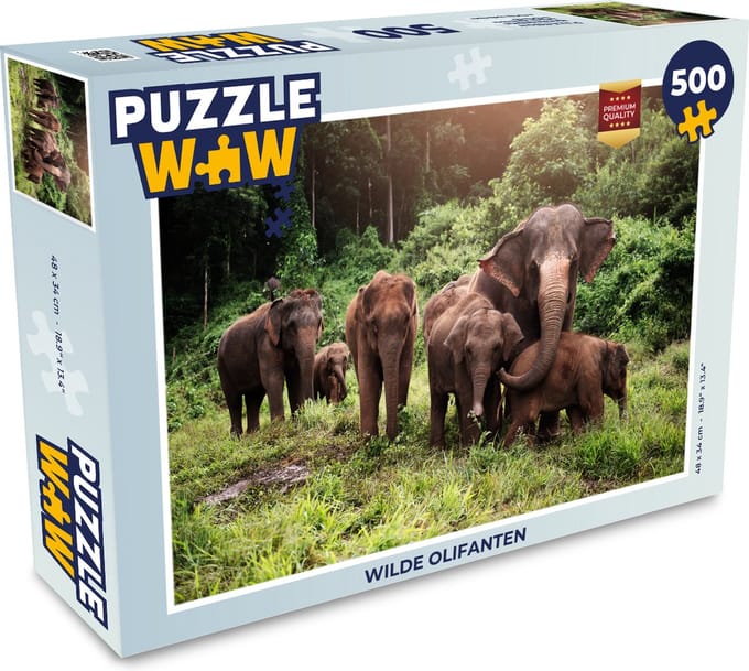Puzzel Wilde olifanten - Legpuzzel - Puzzel 500 stukjes