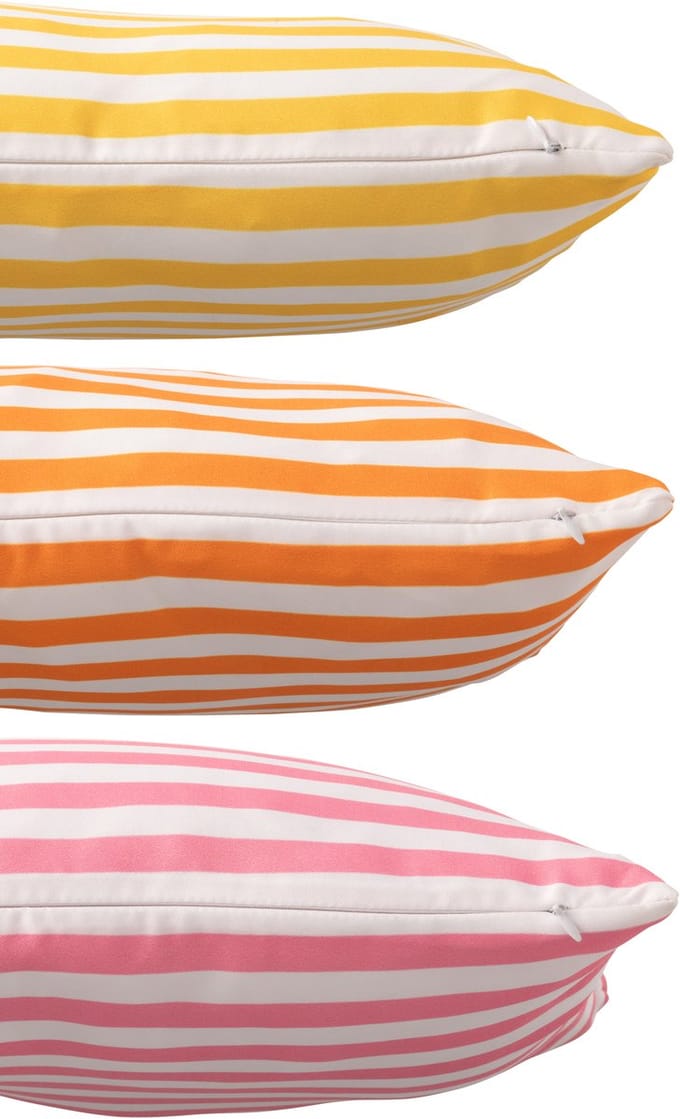 J-Line kussen Buiten Rechthoek Gestreept - polyester - mix - set van 3