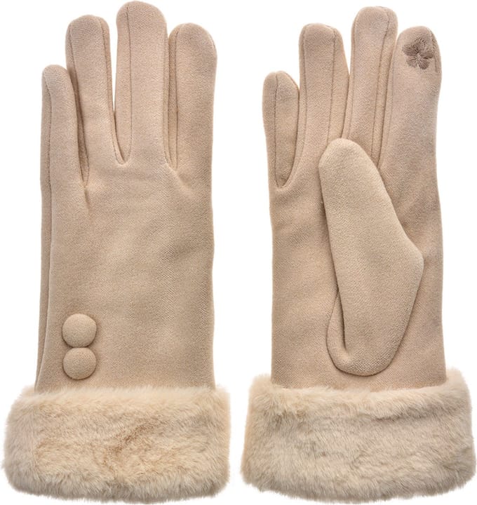Clayre & Eef Handschoenen met imitatiebont 9x24 cm Beige Polyester