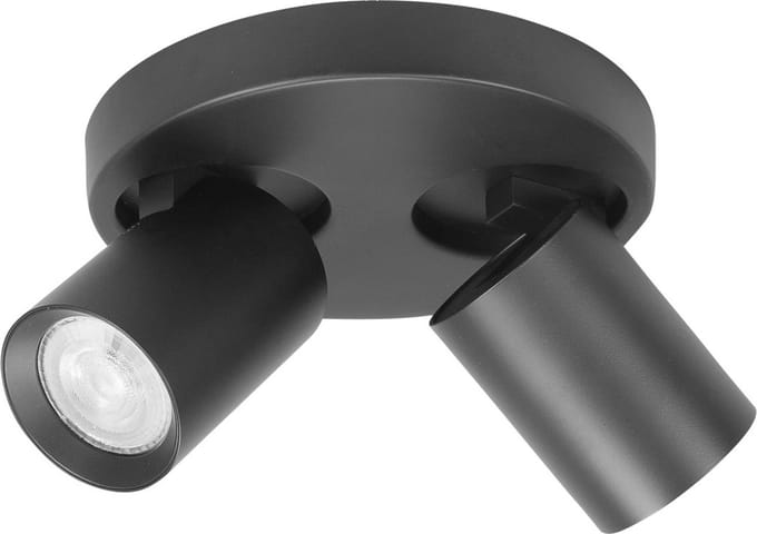 Opbouwspot Oliver | Zwart Metaal | Rond | GU10 | 2-voudig | ⌀ 17cm