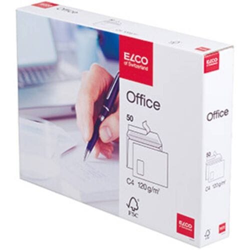 Elco envelop Office FSC C4 120 gram met venster links wit 50 stuks