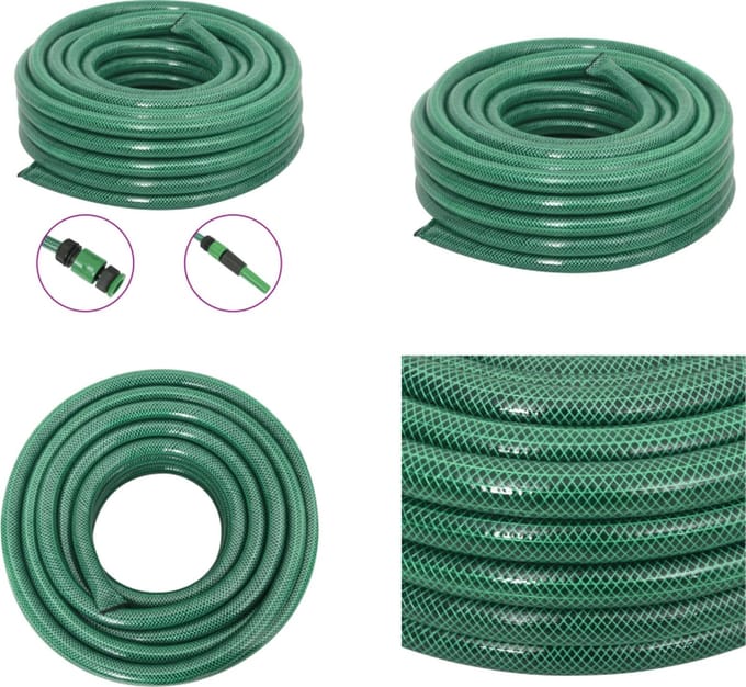 vidaXL - Tuinslang - met - koppelingsset - 0,75'' - 50 - m - PVC - groen