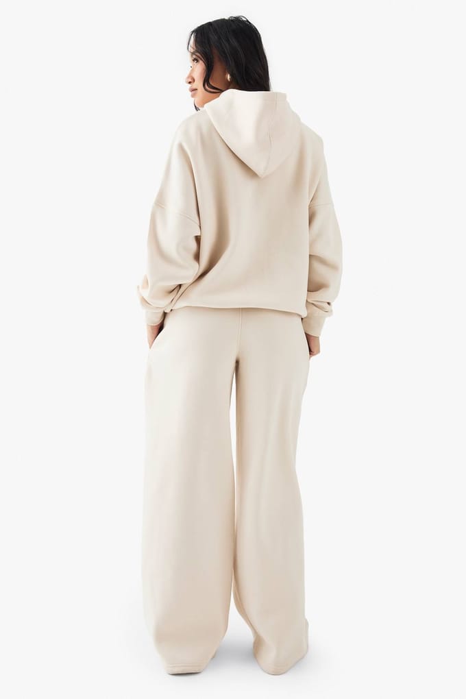 Dames DSGN Studio Geborduurd Straight Leg Jogger | Cream | Maat: Large