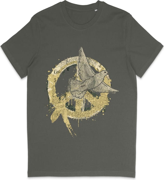 T Shirt Heren - T Shirt Dames - Peace - Vrede - Khaki Groen - S