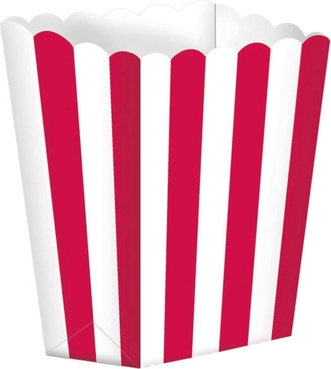 Amscan Snoepbakjes Streep 5 Stuks 9,5 X 13,5 Cm Rood