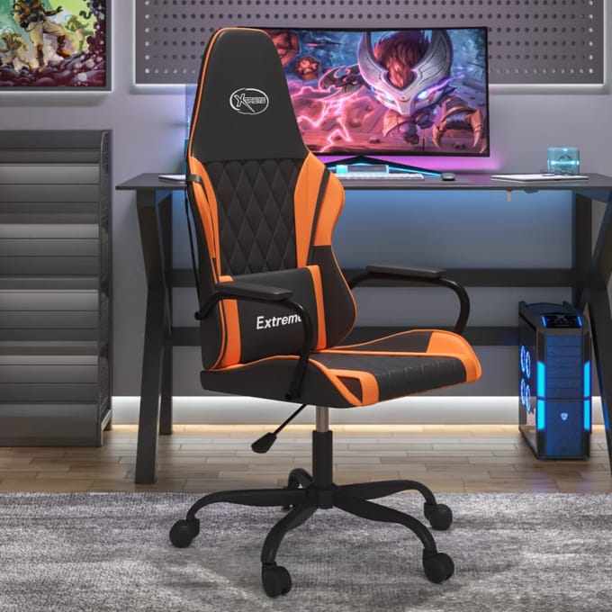 vidaXL - Massage - gamestoel - kunstleer - zwart - en - oranje