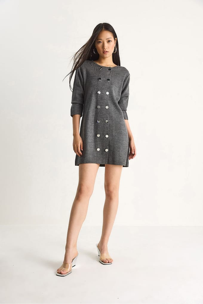 Gebreide Mini-jurk met Knoopjes