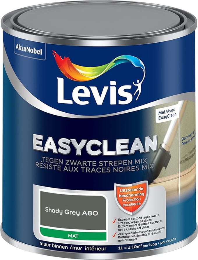 Levis - Easyclean Tegen Zwarte Strepen Mix - Shady Grey A80 - Mengverf - 1 L