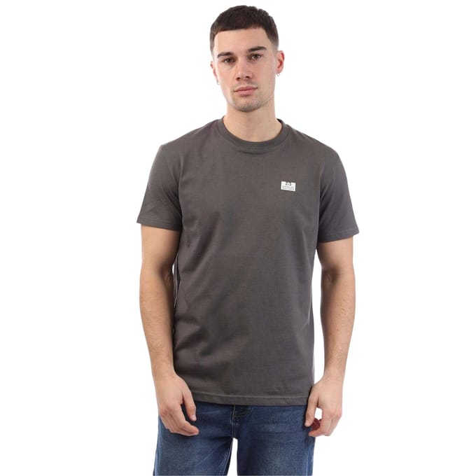 Weekend Offender Heren T-shirt met contrasterend logo, normale pasvorm, Bridgetown (Houtskool)