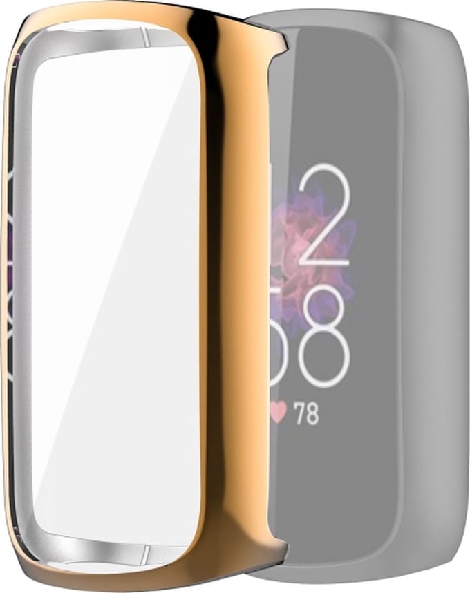 Screenprotector watch case - hoesje - geschikt voor Fitbit Luxe - rosegoud