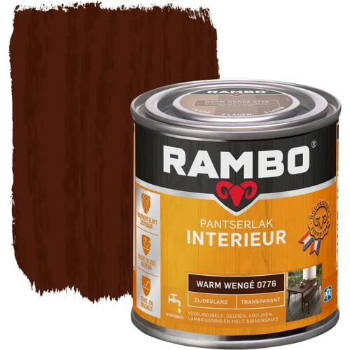 Rambo Pantserlak Interieur Transparant Zijdeglans - Warm wengé   8716242887638   Verf   Lakverf Binnen