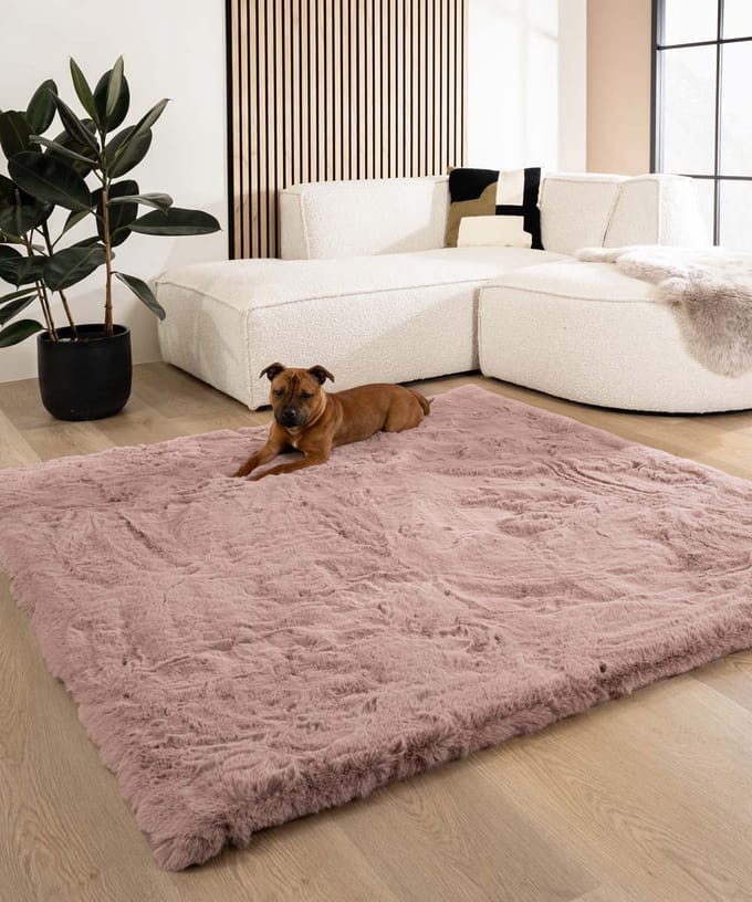 Fluffy vloerkleed vierkant - Comfy Deluxe roze 200x200