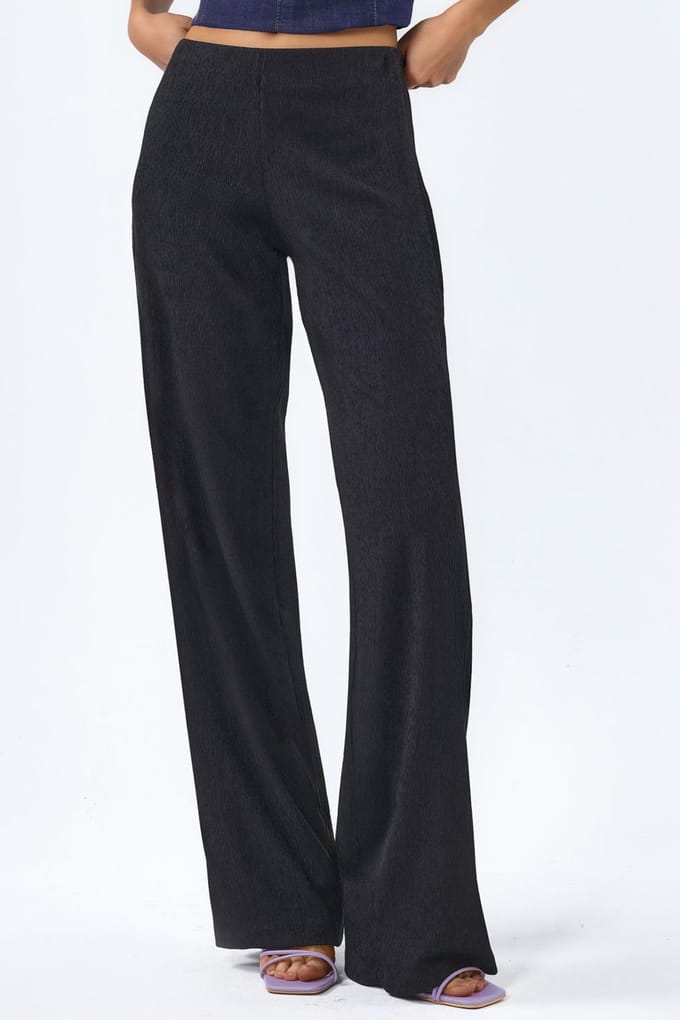Hoge Taille Rechte Crepe Broek met Split