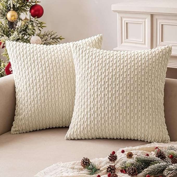 CE - Decoratieve Kussenhoes - 40x40cm - Set van 2 - Crème-wit