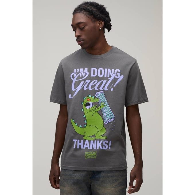 Regular Rugrats Reptiel Licentie Print T-shirt | Charcoal | Size Medium
