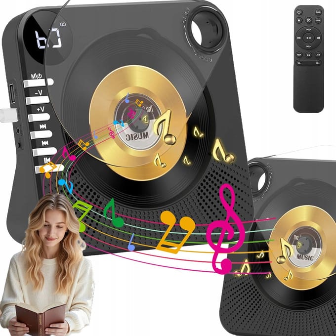 Draagbare CD-speler met Bluetooth, Ingebouwde Speakers en Afstandsbediening