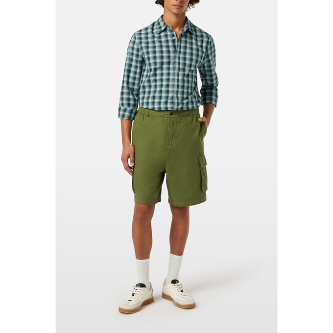 Scotch & Soda Cotton-linen Relaxed Fit Cargo Short Army size S | Cargo pants Outlet | Men | Green