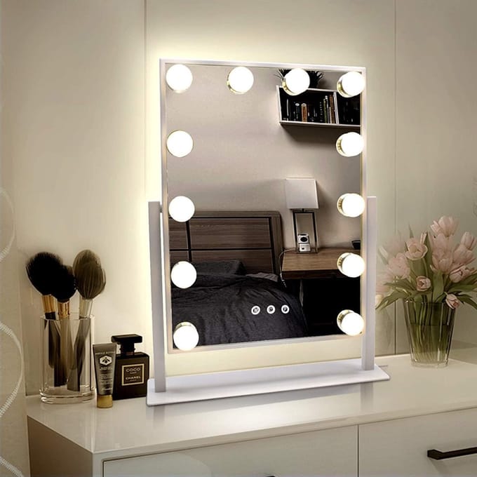 AHD® Vanity Spiegel - Hollywood Spiegel - Bright Beauty Vanity Makeup Spiegel - Wit - 37cm x 3cm x 48cm