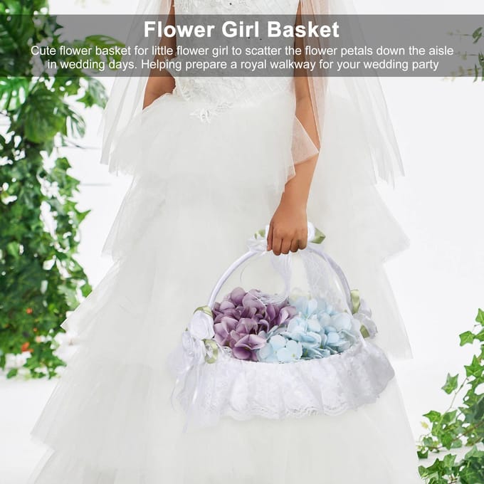 Bruiloft Witte Bloemenmand Zijden Lint Decoratie Elegante Romantische Bloemenmand voor Bruiloftsfotografie white