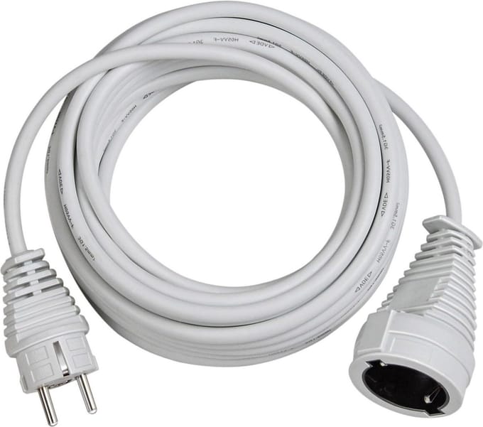 Kwaliteit verlengkabel geaarde stekker koppeling 5m kabel wit binnen gebruik