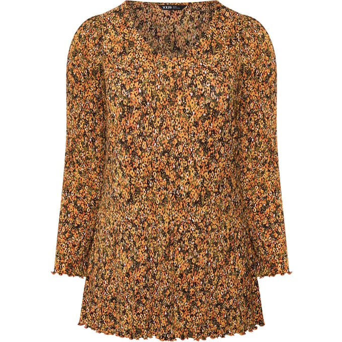 Yours Oranje Tuniektop Met Bloemenprint Size 50-52